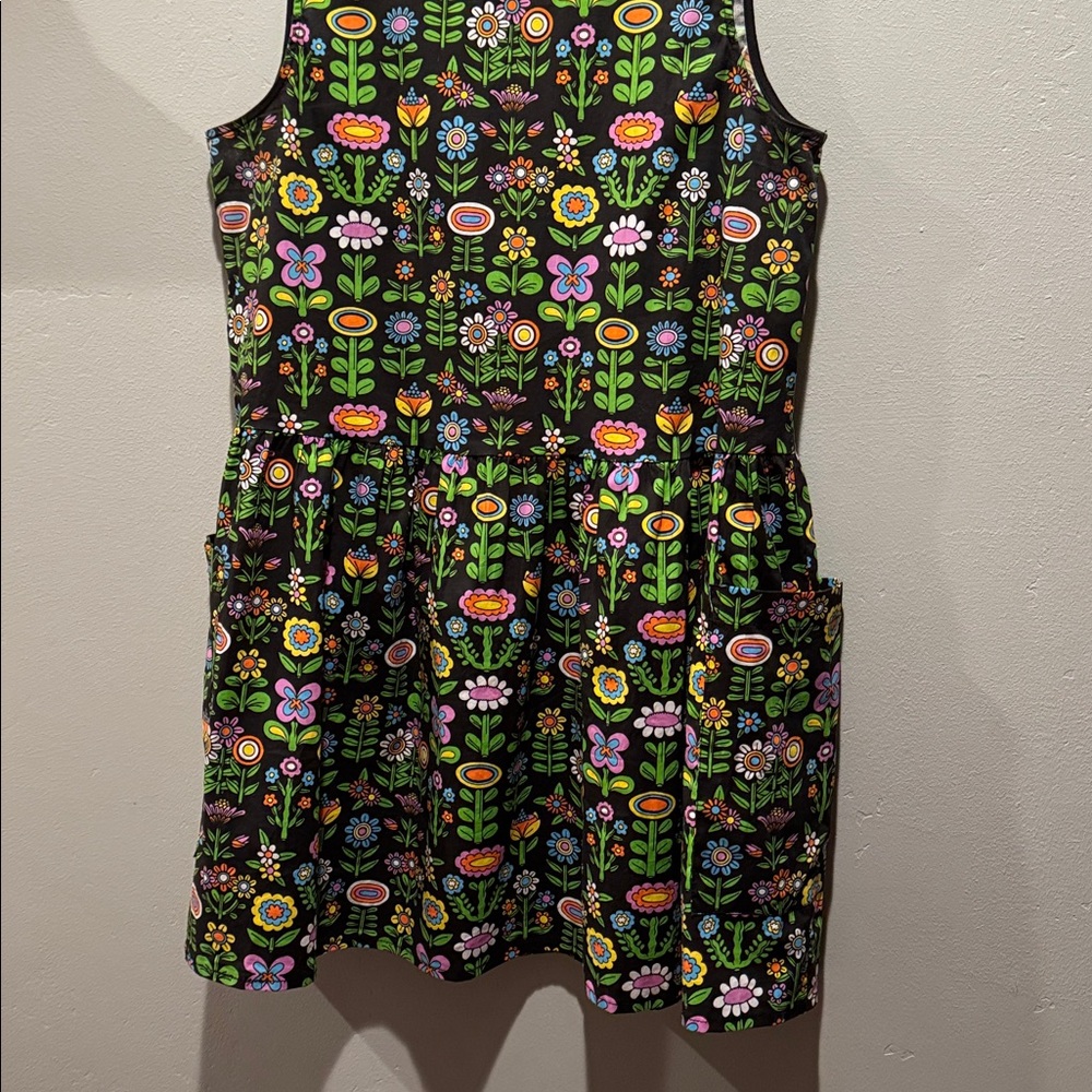 Nooworks Awesome Blossoms June Black Floral Pocket Dress Colorful Garden Print - Picture 3 of 12
